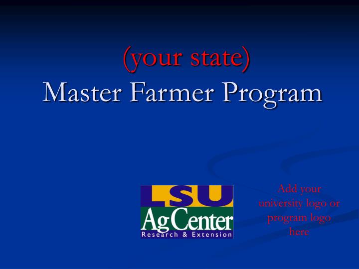 your state master farmer program