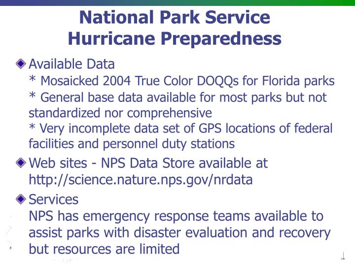 national park service hurricane preparedness