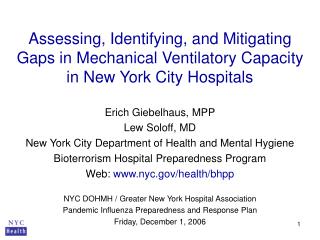 Erich Giebelhaus, MPP Lew Soloff, MD New York City Department of Health and Mental Hygiene