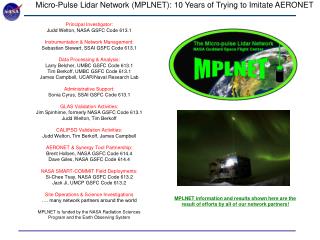 Micro-Pulse Lidar Network (MPLNET): 10 Years of Trying to Imitate AERONET