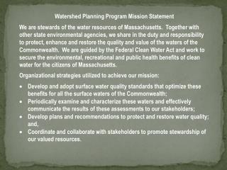 Watershed Planning Program Mission Statement