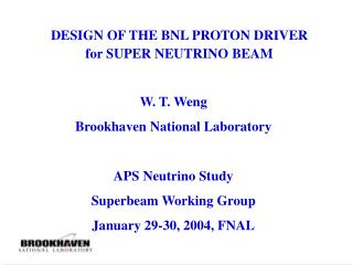 DESIGN OF THE BNL PROTON DRIVER for SUPER NEUTRINO BEAM