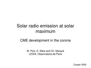 Solar radio emission at solar maximum