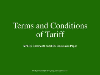 Terms and Conditions of Tariff