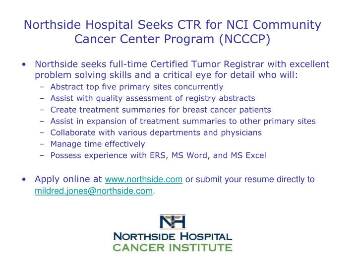 northside hospital seeks ctr for nci community cancer center program ncccp