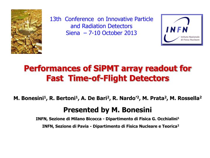 performances of sipmt array readout for fast time of flight detectors