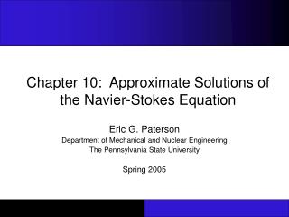 Chapter 10: Approximate Solutions of the Navier-Stokes Equation