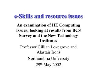 e skills and resource issues