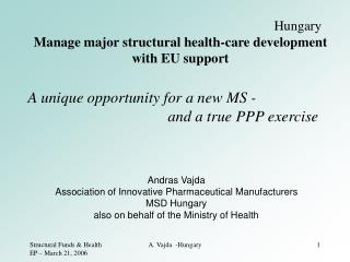 A unique opportunity for a new MS - 					and a true PPP exercise Andras Vajda