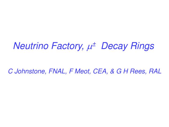 neutrino factory decay rings