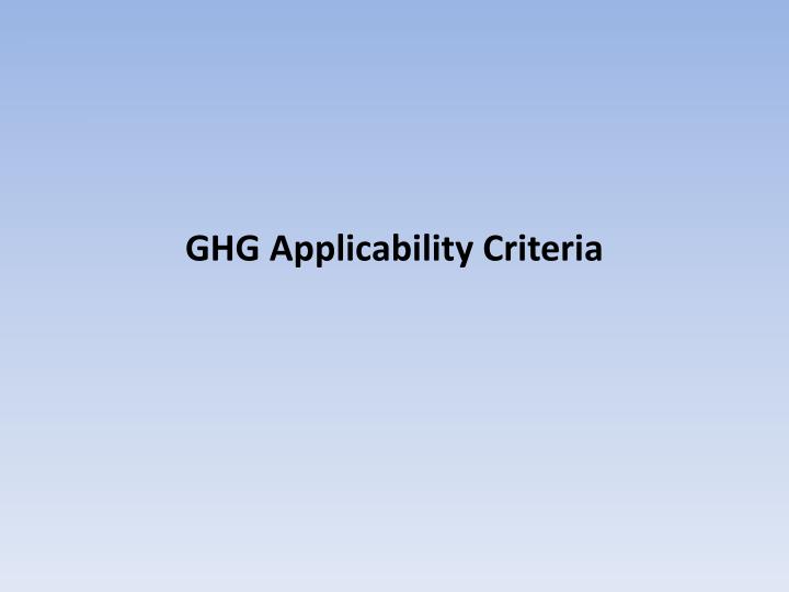 ghg applicability criteria