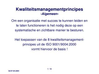 kwaliteitsmanagementprincipes algemeen
