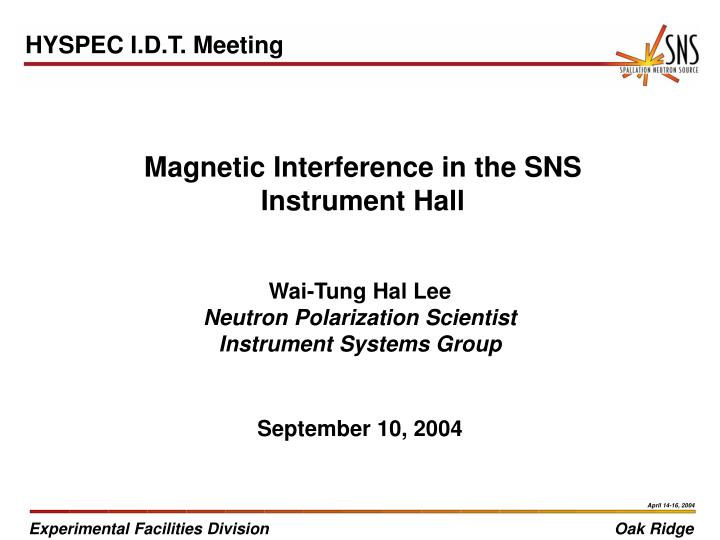 magnetic interference in the sns instrument hall