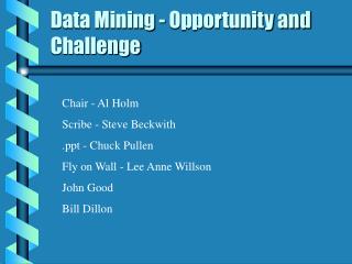 Data Mining - Opportunity and Challenge