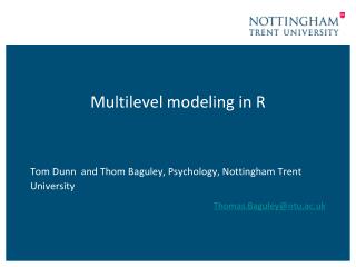 Multilevel modeling in R