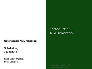 introductie nsl rekentool