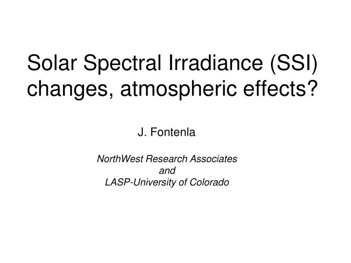 solar spectral irradiance ssi changes atmospheric effects