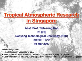Tropical Atmospheric Research in Singapore