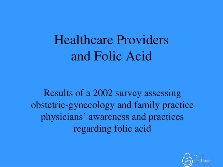 healthcare providers and folic acid