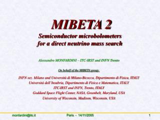 MIBETA 2 Semiconductor microbolometers for a direct neutrino mass search