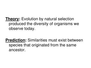 Theory : Evolution by natural selection produced the diversity of organisms we observe today.