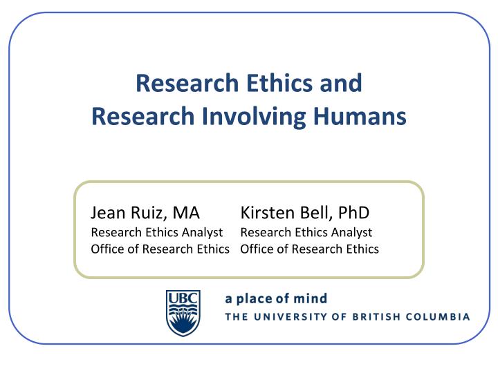 research ethics and research involving humans