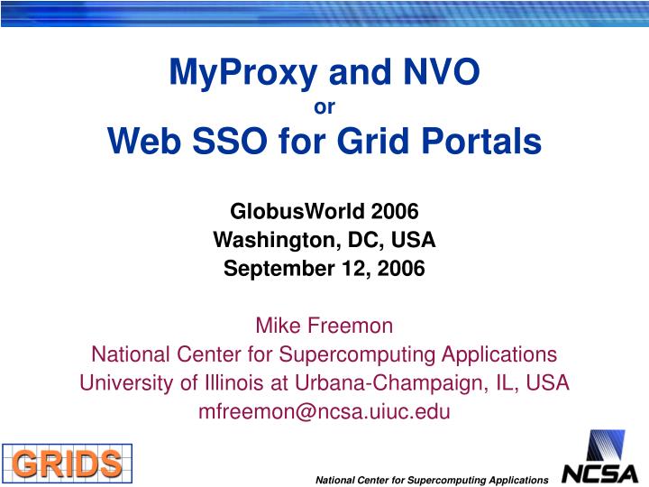 myproxy and nvo or web sso for grid portals