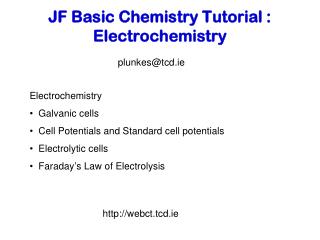 JF Basic Chemistry Tutorial : Electrochemistry