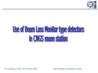 Use of Beam Loss Monitor type detectors in CNGS muon station