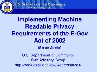 U.S. Department of Commerce Web Advisory Group osec.doc/webresources/