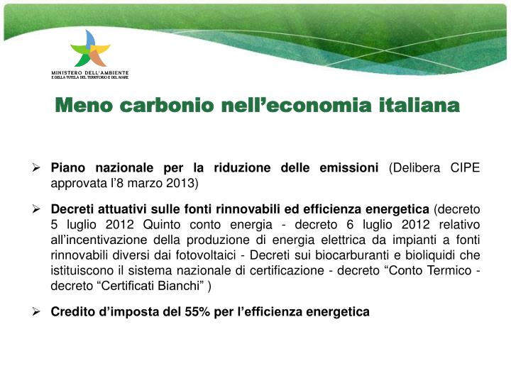 meno carbonio nell economia italiana