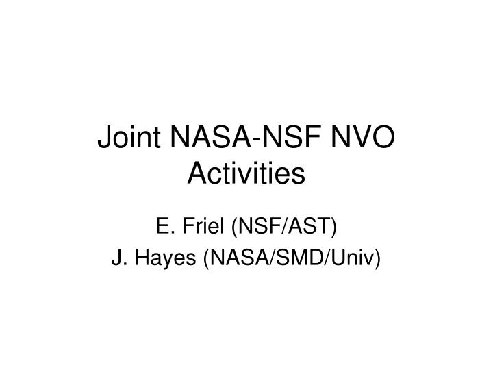 joint nasa nsf nvo activities
