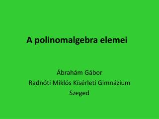 a polinomalgebra elemei