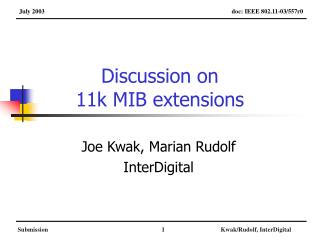 Discussion on 11k MIB extensions