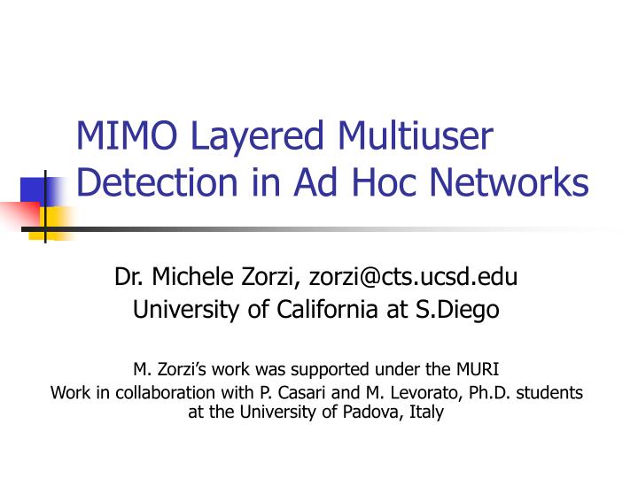 mimo layered multiuser detection in ad hoc networks