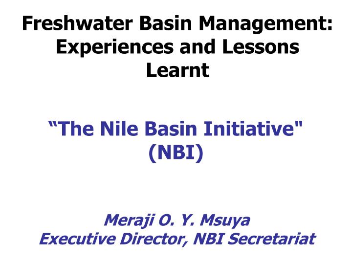 the nile basin initiative nbi meraji o y msuya executive director nbi secretariat