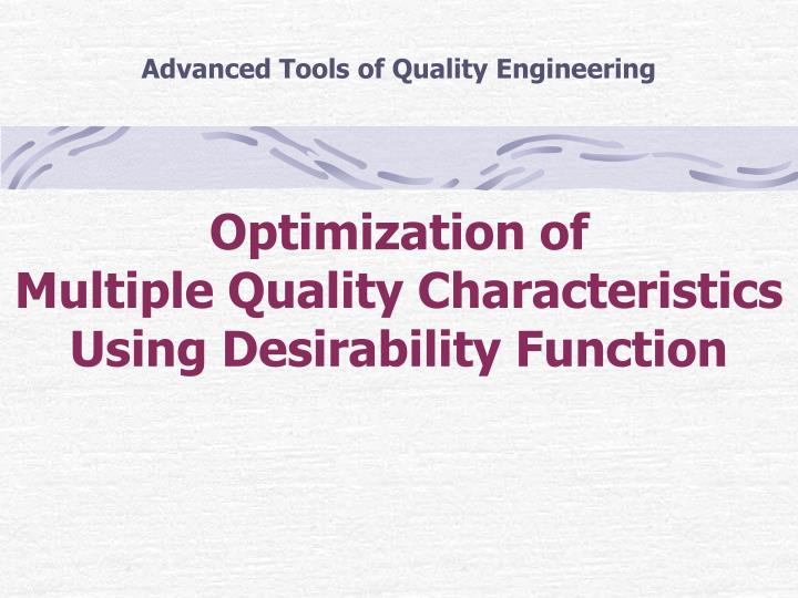 optimization of multiple quality characteristics using desirability function