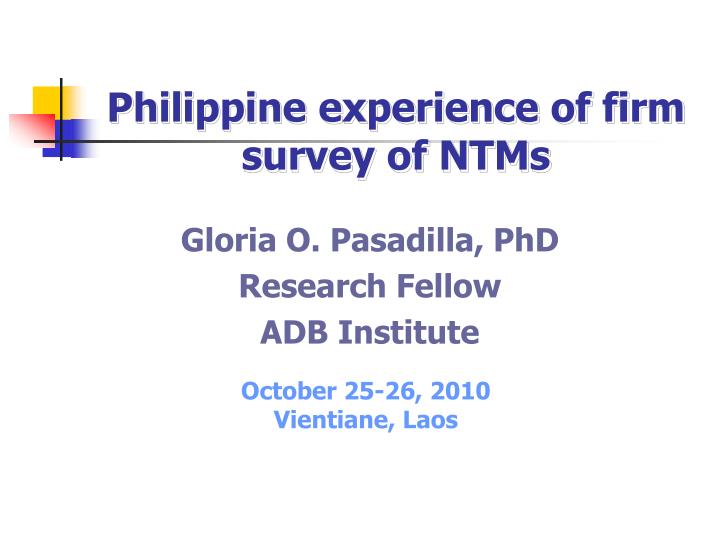 gloria o pasadilla phd research fellow adb institute