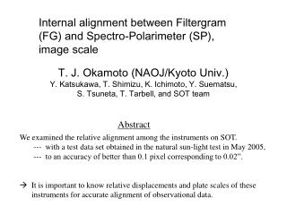Internal alignment between Filtergram (FG) and Spectro-Polarimeter (SP), image scale