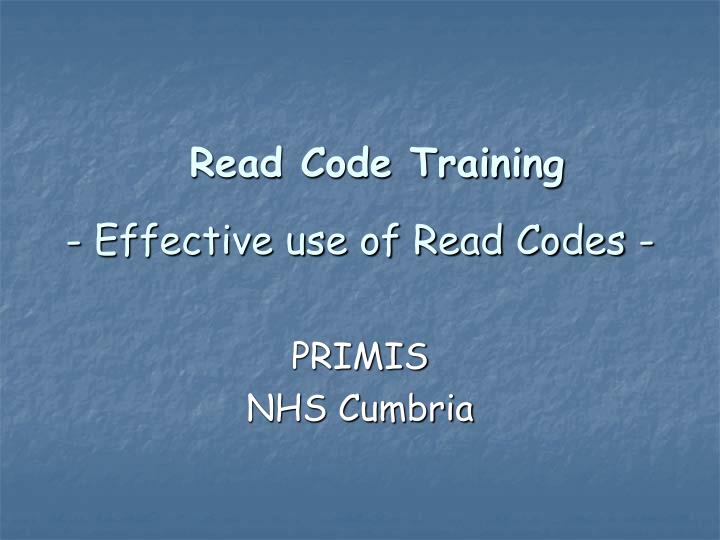 effective use of read codes