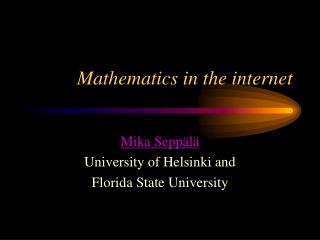 Mathematics in the internet