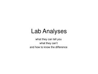 Lab Analyses