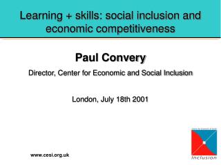 Learning + skills: social inclusion and economic competitiveness