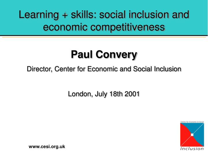 learning skills social inclusion and economic competitiveness