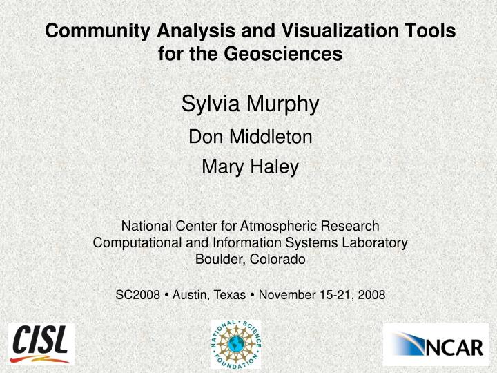 community analysis and visualization tools for the geosciences