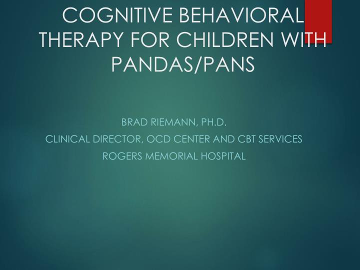 cognitive behavioral therapy for children with pandas pans