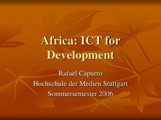 Africa: ICT for Development
