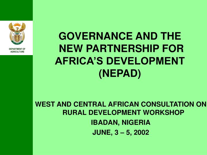 governance and the new partnership for africa s development nepad