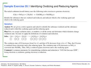 Sample Exercise 20.1 Identifying Oxidizing and Reducing Agents