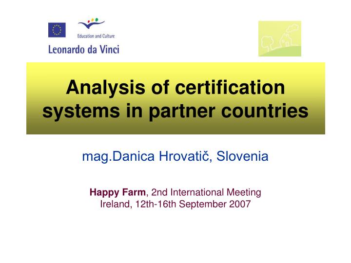 analysis of certification systems in partner countries